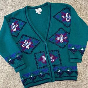 Vintage Gina Peters Cardigan Sweater Women‎ Size Medium Aztec Southwestern